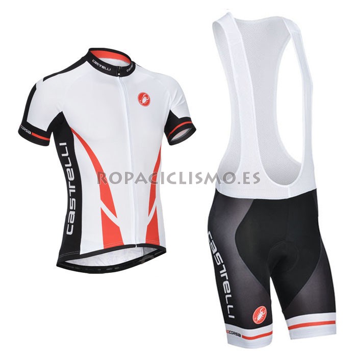 2014 Maillot Castelli Mangas Cortas Tirantes Blanco Rojo